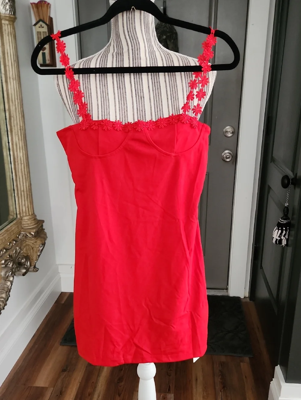 Commense Red Floral Strap Mini Dress - Picture 3 of 10